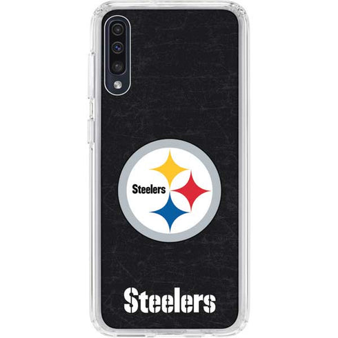 NFL Pittsburgh Steelers Distressed Galaxy A50 Clear Case